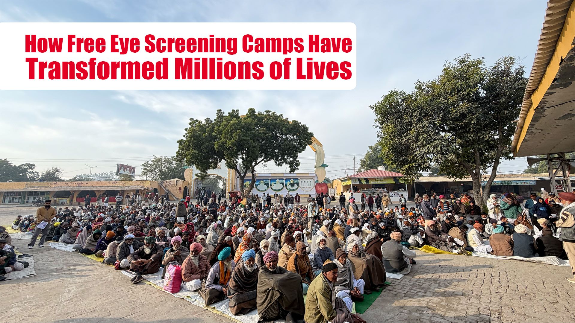 Free eye screening camp providing vision check-ups and eye care services, transforming millions of lives through early detection and treatment
