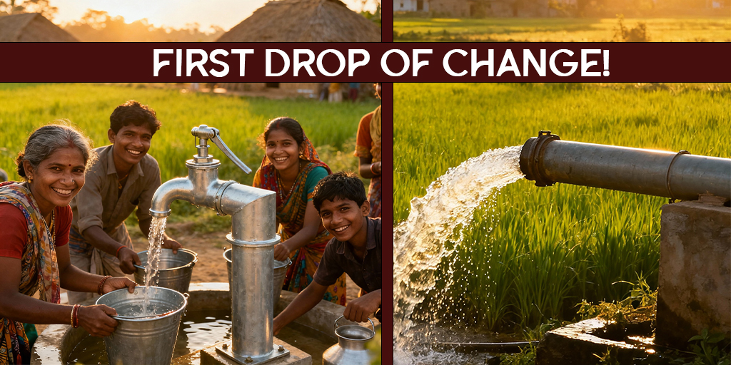 Community benefiting from 24/7 drinking water supply through pipeline system