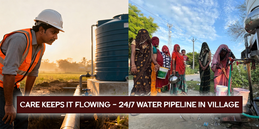 Installation of drinking water pipeline project in a rural village