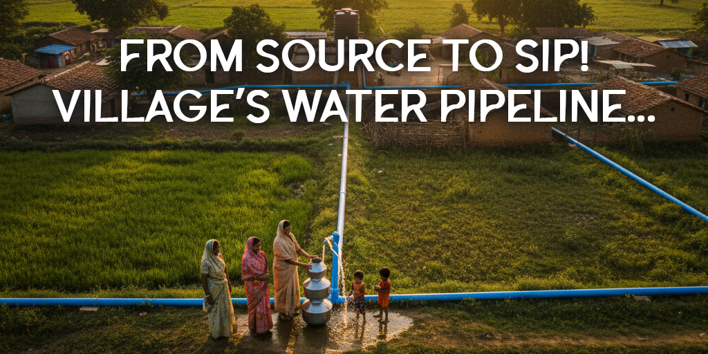 Village water pipeline providing 24/7 clean drinking water to residents